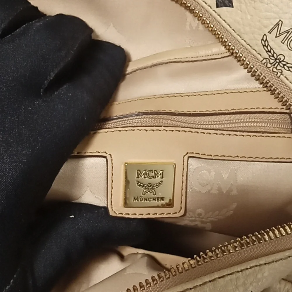 MCM Beige Backpack with Iconic Logo Great Condition